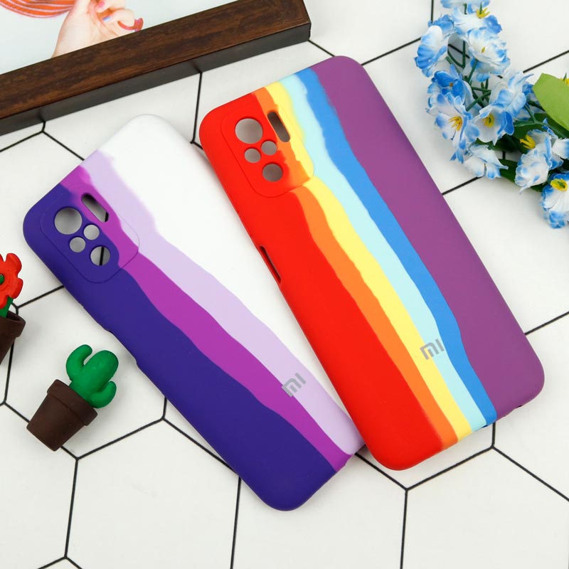 قاب سیلیکونی اورجینال رنگین کمانی محافظ لنزدار Redmi Note 10 4G