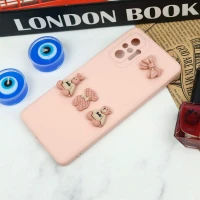 قاب سیلیکونی عروسکی محافظ لنزدار طرح خرسی صورتی Xiaomi Redmi Note 10 Pro