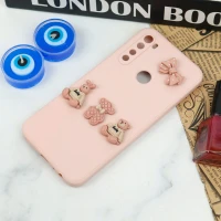 قاب سیلیکونی عروسکی محافظ لنزدار طرح خرسی صورتی Xiaomi Redmi Note 8