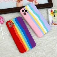 قاب محافظ لنزدار سیلیکونی اورجینال رنگین کمانی iPhone 11 Pro Max