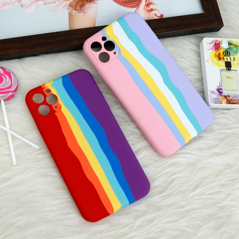 قاب محافظ لنزدار سیلیکونی اورجینال رنگین کمانی iPhone 11 Pro Max