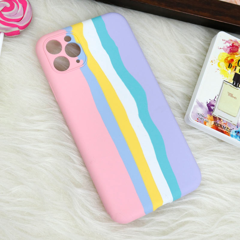 قاب محافظ لنزدار سیلیکونی اورجینال رنگین کمانی iPhone 11 Pro Max