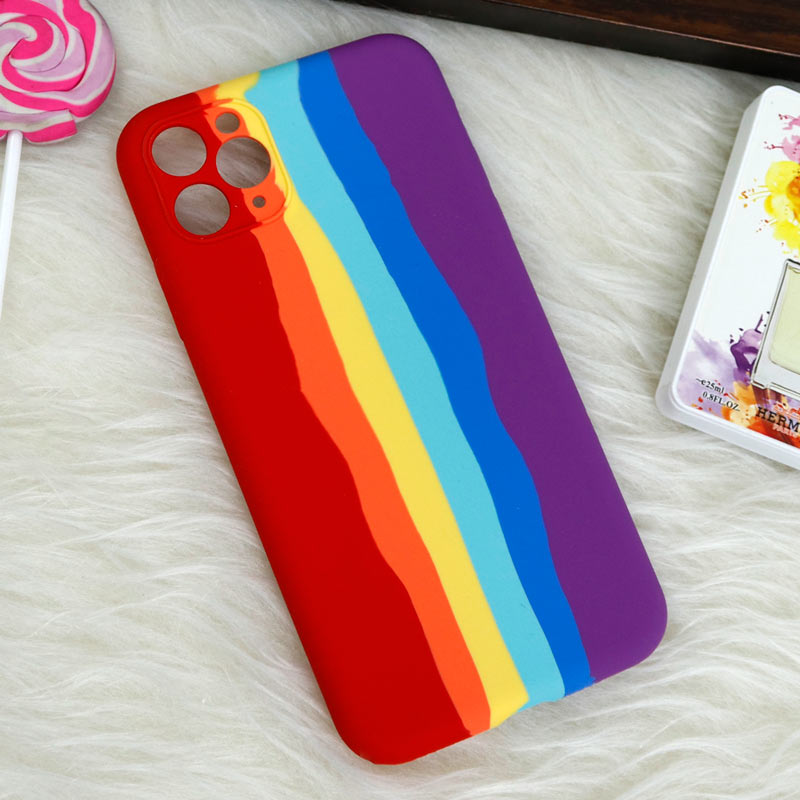 قاب محافظ لنزدار سیلیکونی اورجینال رنگین کمانی iPhone 11 Pro Max