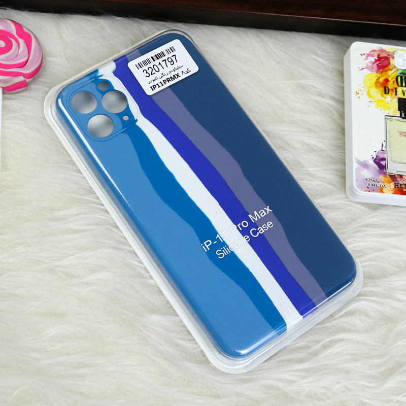 قاب محافظ لنزدار سیلیکونی اورجینال رنگین کمانی iPhone 11 Pro Max