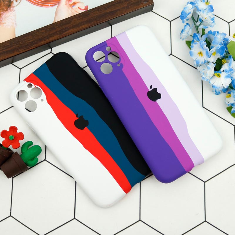 قاب سیلیکونی اورجینال رنگین کمانی محافظ لنزدار iPhone 11 Pro Max