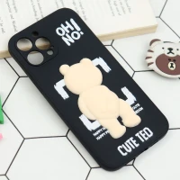 قاب سیلیکونی خرس TED محافظ لنزدار آیفون iPhone 12 Pro Max مشکی