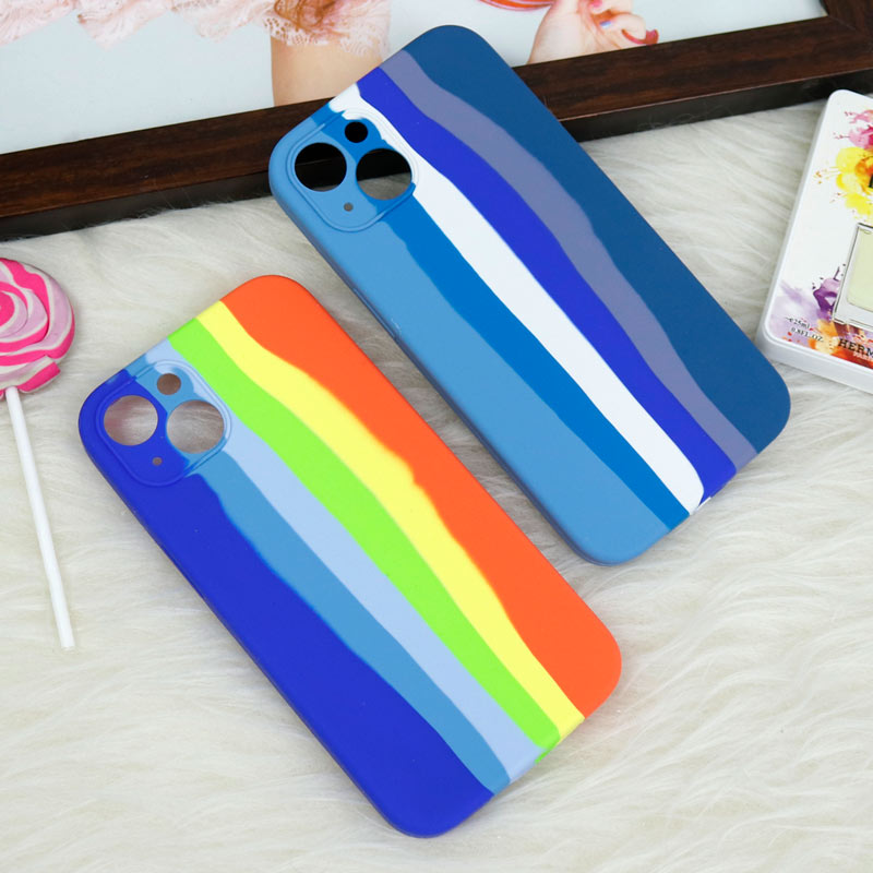 قاب سیلیکونی اورجینال رنگین کمانی محافظ لنزدار iPhone 13