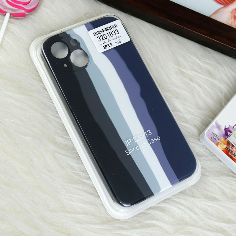 قاب سیلیکونی اورجینال رنگین کمانی محافظ لنزدار iPhone 13