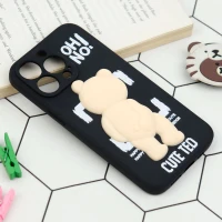 قاب سیلیکونی خرس TED محافظ لنزدار آیفون iPhone 13 Pro مشکی