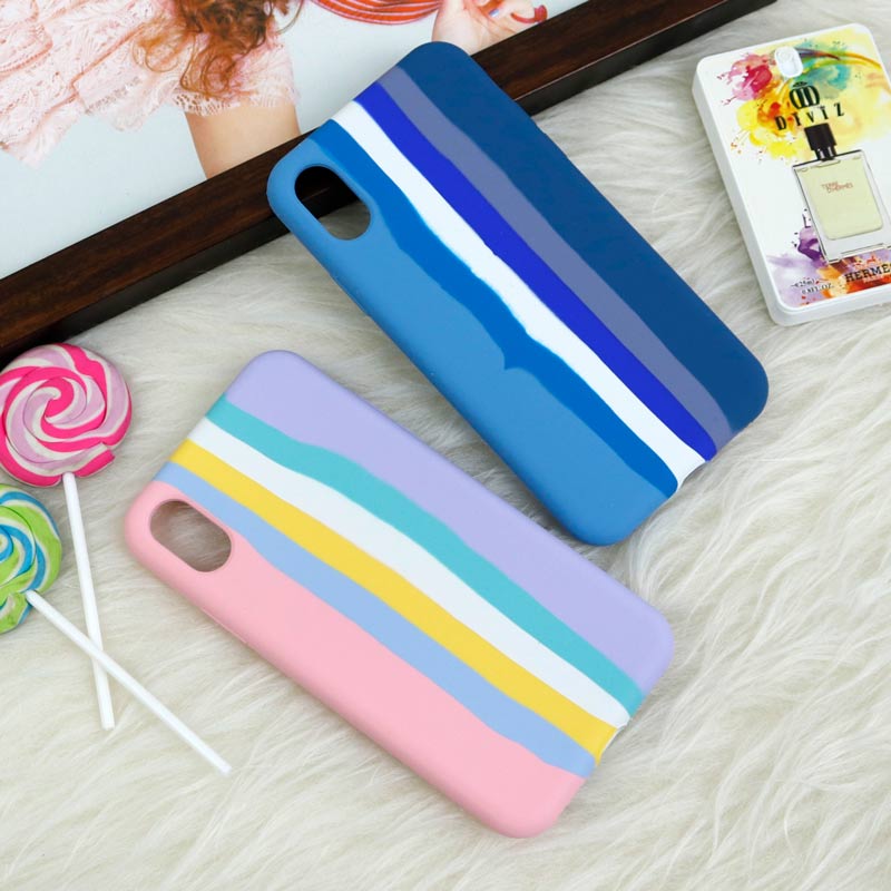 قاب سیلیکونی اورجینال رنگین کمانی iPhone X/XS