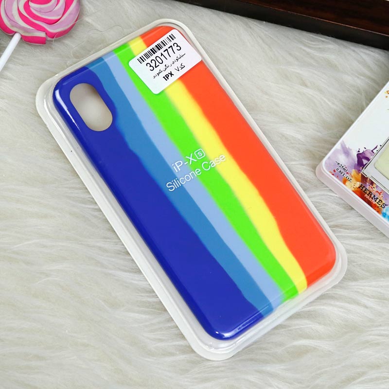قاب سیلیکونی اورجینال رنگین کمانی iPhone X/XS