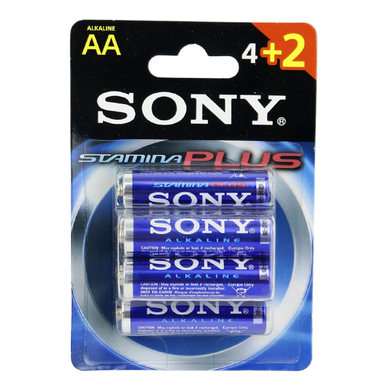 باتری 6 تایی قلمی Sony Stamina Plus AM3-B4X2D Alkaline LR6 1.5V AA