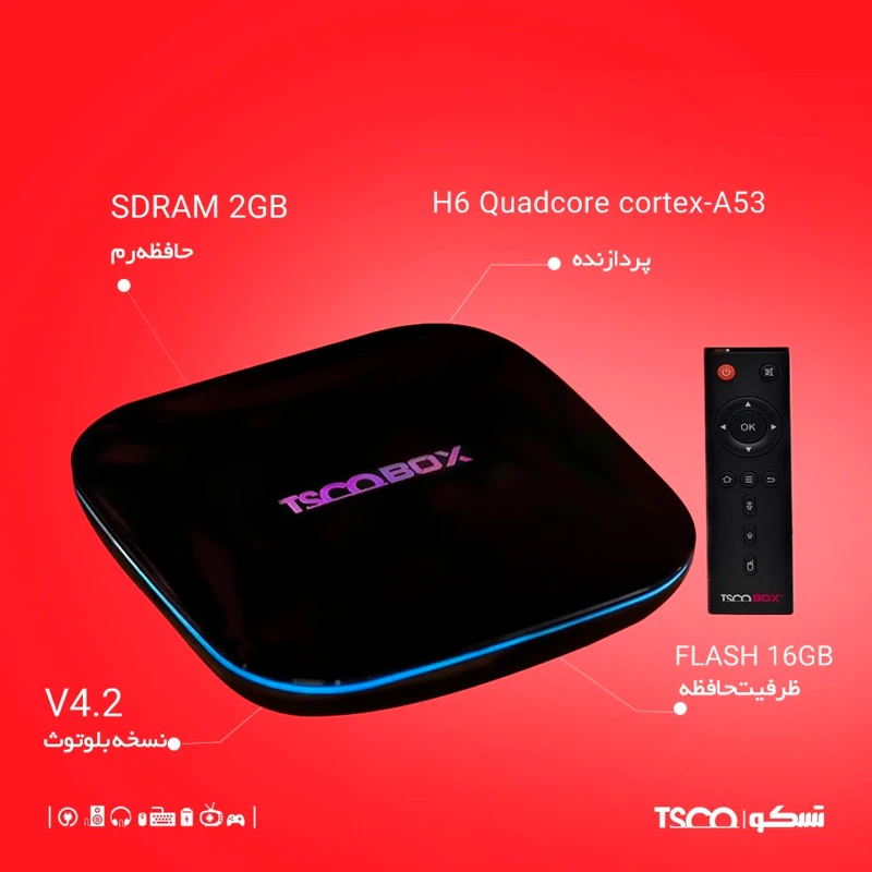 اندروید باکس TSCO TAB 100 Plus 6K + ریموت کنترل