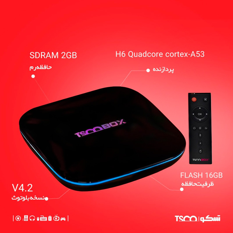 اندروید باکس TSCO TAB 100 Plus 6K + ریموت کنترل