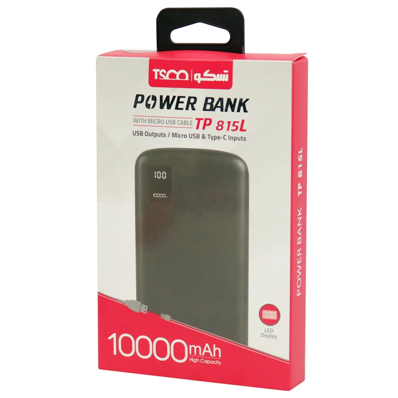 پاور بانک تسکو TP 815L 10.5W ظرفیت 10000 میلی آمپر ساعت