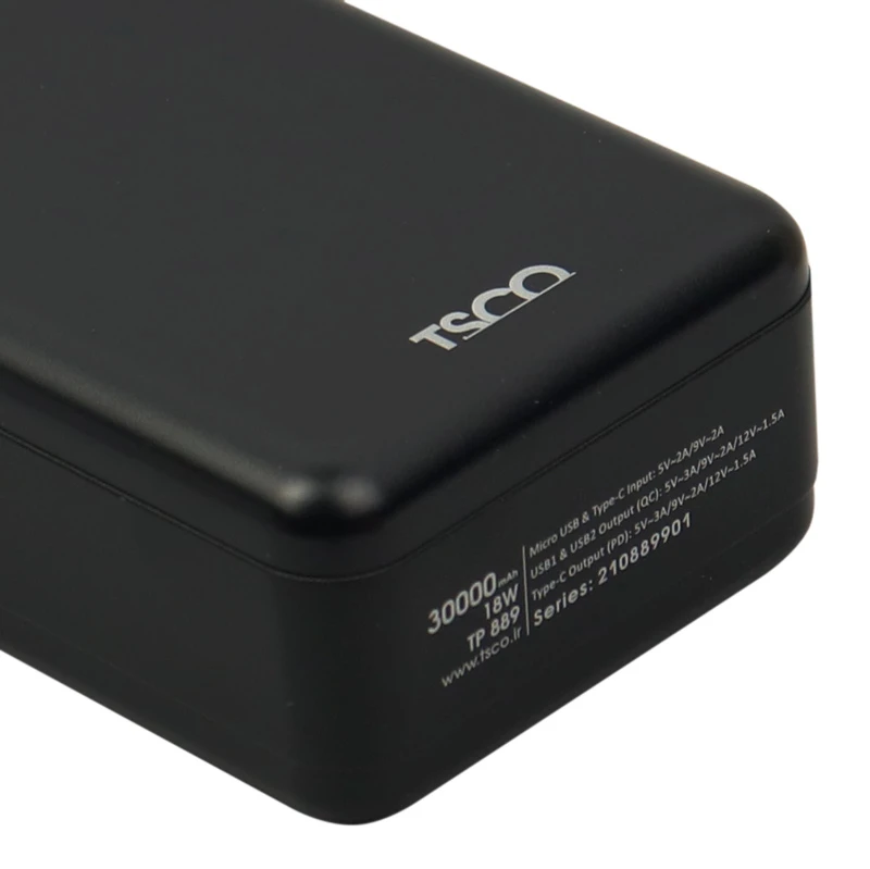 پاور بانک فست شارژ ۳۰۰۰۰ تسکو tsco tp 889 qc3 pd 18w