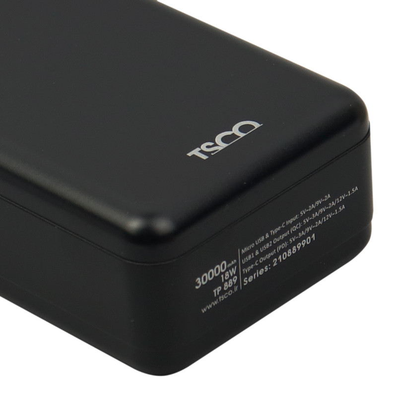 پاور بانک فست شارژ ۳۰۰۰۰ تسکو tsco tp 889 qc3 pd 18w