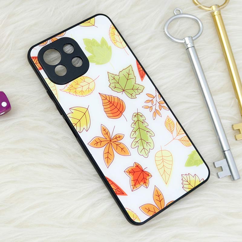 قاب محافظ لنزدار پشت گلسی طرحدار برگ پاییزی Xiaomi Mi 11 Lite