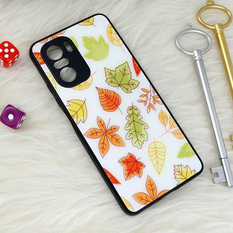 قاب محافظ لنزدار پشت گلسی طرحدار برگ پاییزی Xiaomi Poco F3