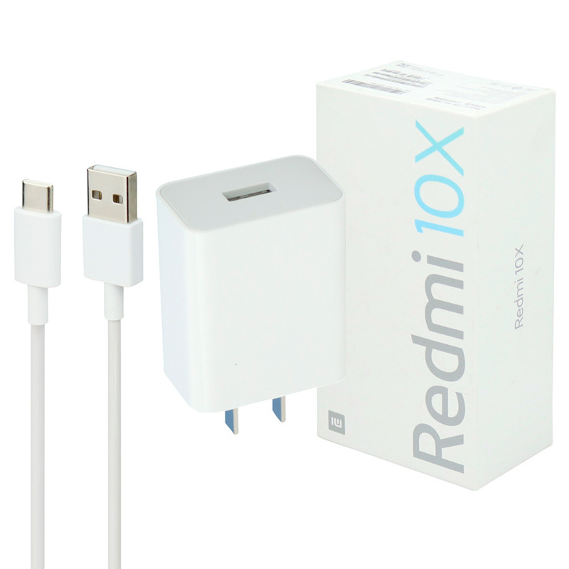 شارژر دیواری فست شارژ Xiaomi Redmi 10X 3A QC3.0 PD 22.5W سرجعبه + کابل Type-C و جعبه گوشی