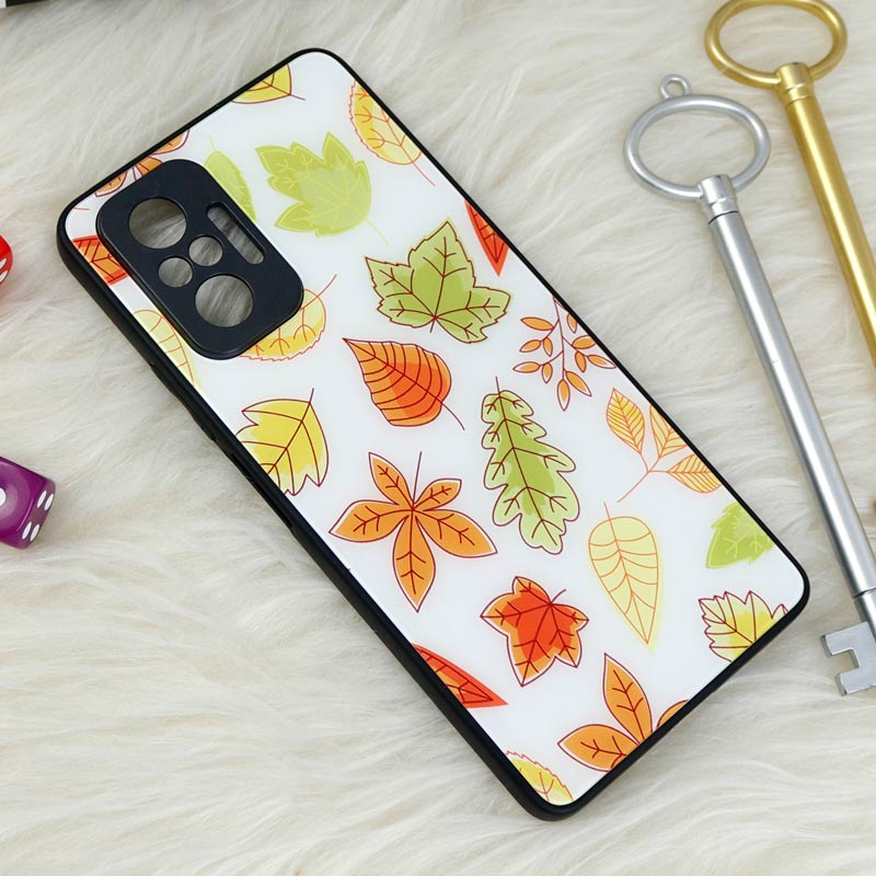 قاب محافظ لنزدار پشت گلسی طرحدار برگ پاییزی Xiaomi Redmi Note 10 Pro