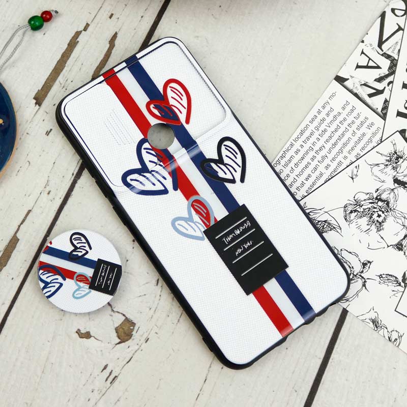 قاب طرحدار محافظ لنزدار کشویی + پاپ سوکت Xiaomi Redmi Note 8 سری D