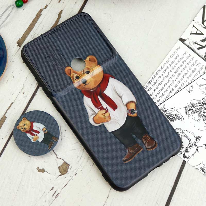 قاب طرحدار محافظ لنزدار کشویی + پاپ سوکت Xiaomi Redmi Note 8 سری D