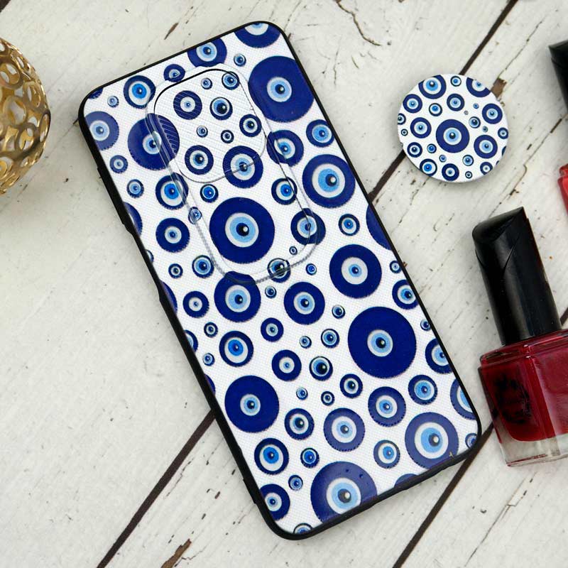 قاب طرحدار محافظ لنزدار کشویی + پاپ سوکت طرح چشم و نظر Redmi Note 9s / Note 9 Pro سری B