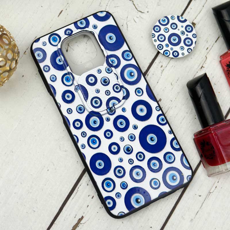 قاب طرحدار محافظ لنزدار کشویی + پاپ سوکت طرح چشم و نظر Redmi Note 9s / Note 9 Pro سری B