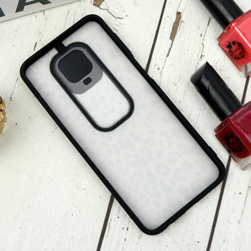 قاب طرحدار محافظ لنزدار کشویی + پاپ سوکت طرح پلنگی Redmi Note 9s / Note 9 Pro سری B