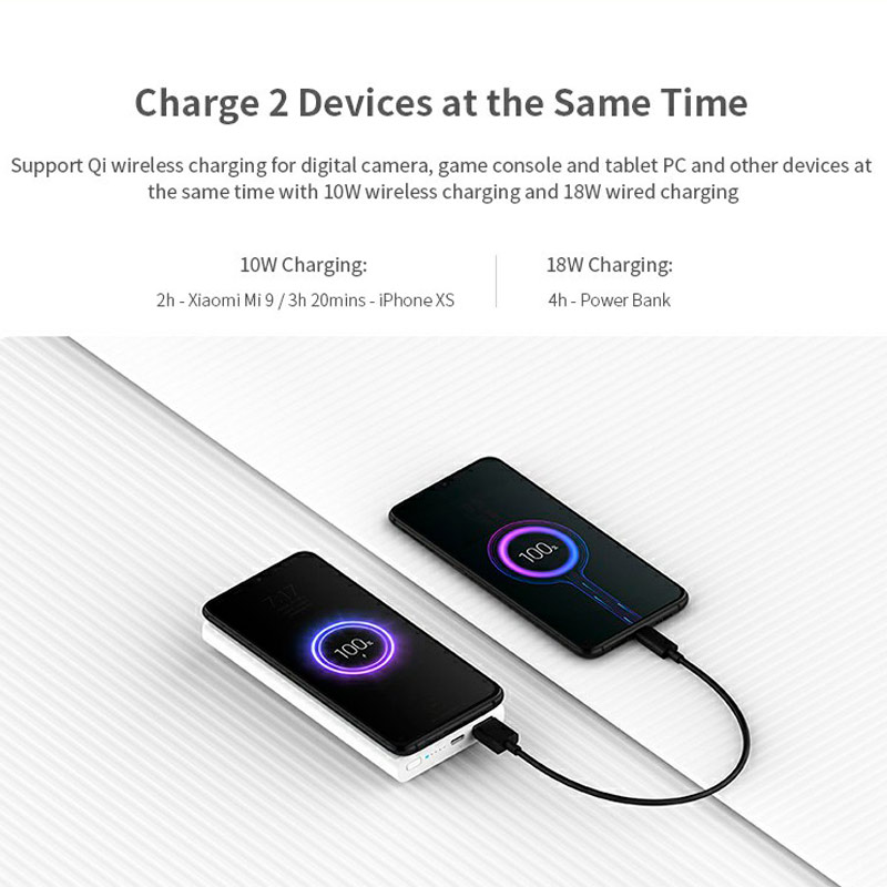 پاور بانک بی سیم فست شارژ 10000 شیائومی Xiaomi WPB15ZM QC3 PD 18W