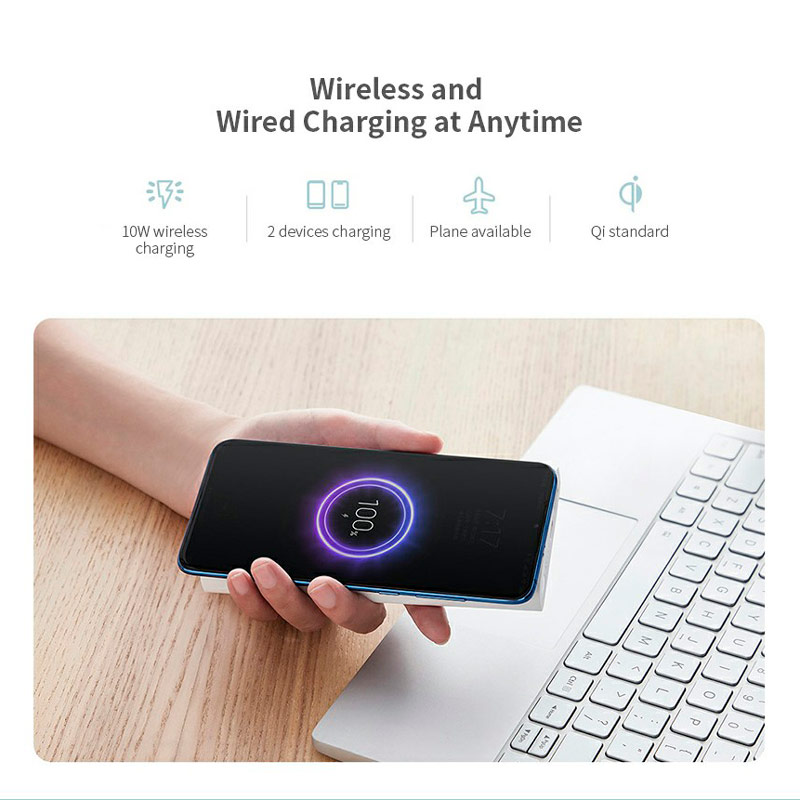 پاور بانک بی سیم فست شارژ 10000 شیائومی Xiaomi WPB15ZM QC3 PD 18W