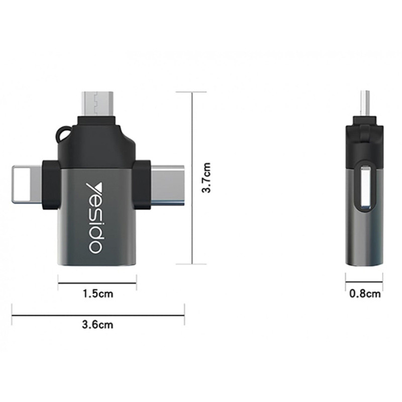 تبدیل Yesido GS15 OTG USB To MicroUSB / Lightning / Type-C