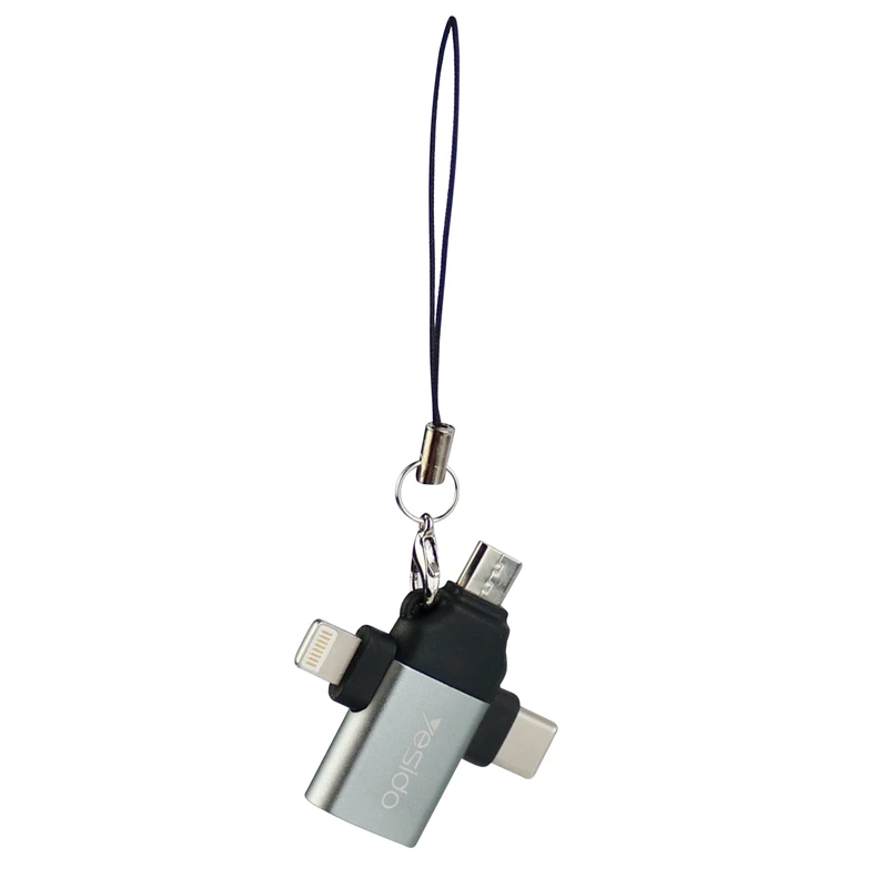 تبدیل USB OTG به میکرو یو اس بی / لایتنینگ / تایپ سی یسیدو GS15