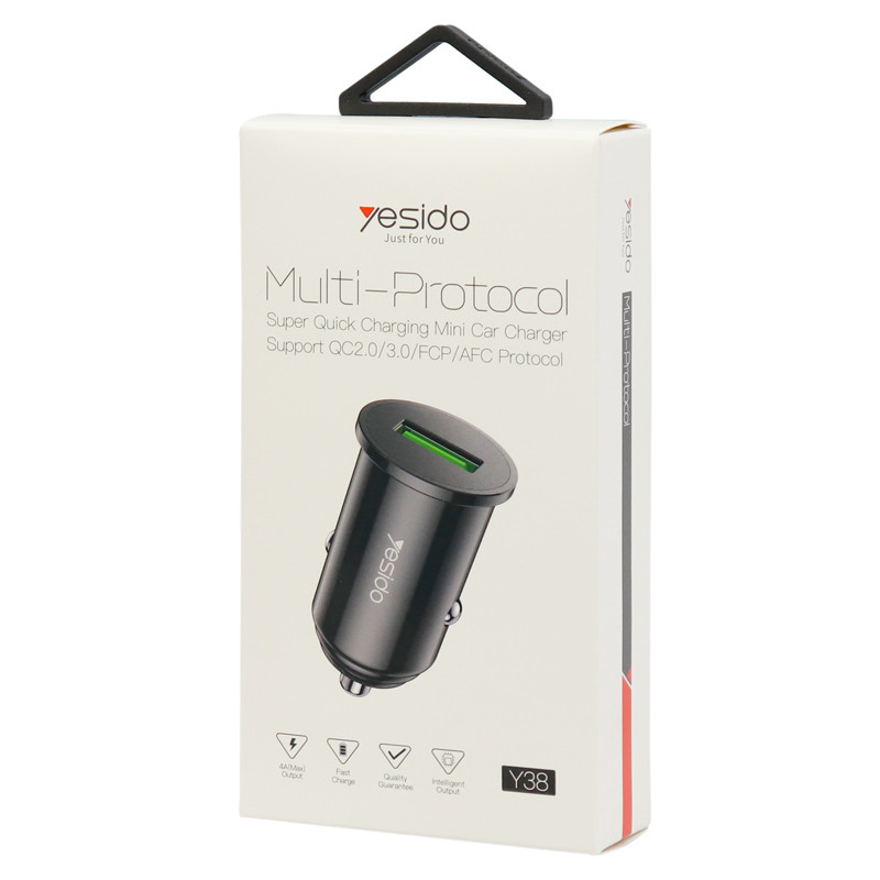 شارژر فندکی فست شارژ Yesido Y38 4A QC3.0 20W