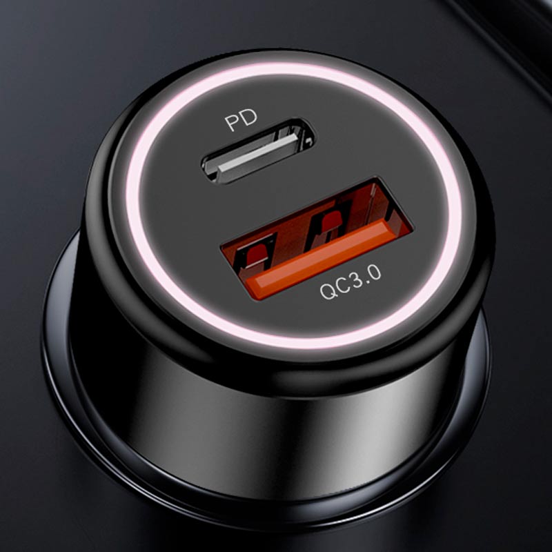 شارژر فندکی فست شارژ Yesido Y42 2.4A QC3.0 PD 42W