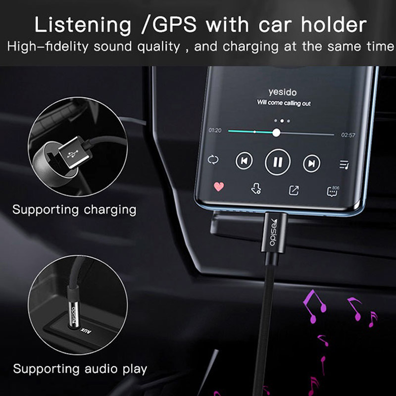 کابل تبدیل Yesido YAU18 Lightning To AUX / USB 1.2m