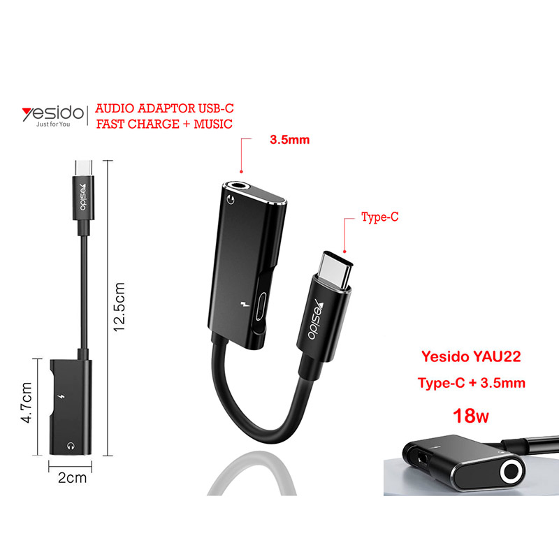 تبدیل Yesido YAU22 Type-C to AUX / Type-C