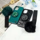 قاب ماربل طلایی پوم پوم دار + پاپ سوکت الماسی آیفون iPhone 12 Mini