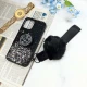 قاب ماربل طلایی پوم پوم دار + پاپ سوکت الماسی آیفون iPhone 12 Pro