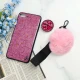 قاب ماربل طلایی پوم پوم دار + پاپ سوکت الماسی آیفون iPhone 7 Plus / 8 Plus