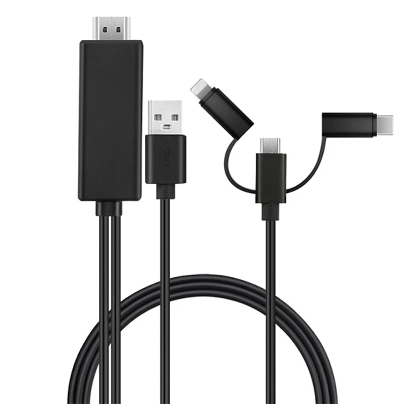 کابل تبدیل Lightning/MicroUSB/Type-C به 3in1 HDMI طول 1.8 متر