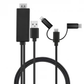 کابل تبدیل Lightning/MicroUSB/Type-C به 3in1 HDMI طول 1.8 متر