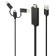 کابل تبدیل Lightning/MicroUSB/Type-C به 3in1 HDMI طول 1.8 متر