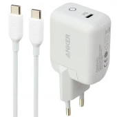 شارژر دیواری فست شارژ Anker Powerport A2019LD3 3A PD 18W Type-C + کابل Type-C