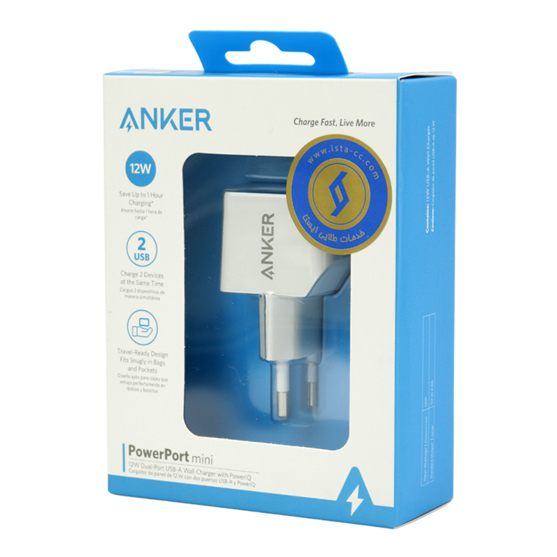 کلگی فست شارژ Anker Powerport Mini A2620 2Port 2.4A 12W