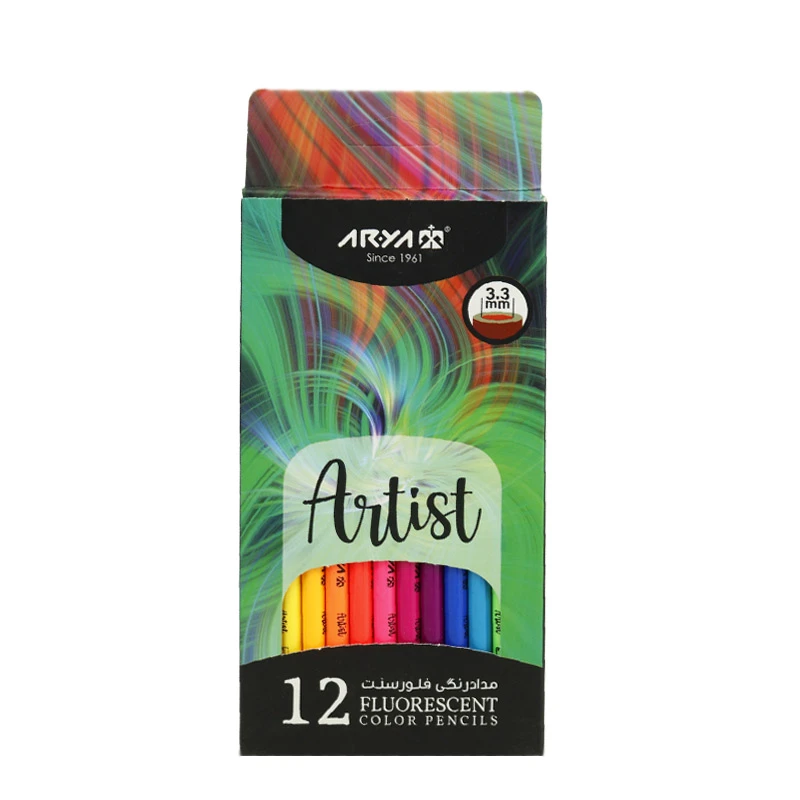 مداد رنگی 12 رنگ فلورسنت آریا Artist 3611