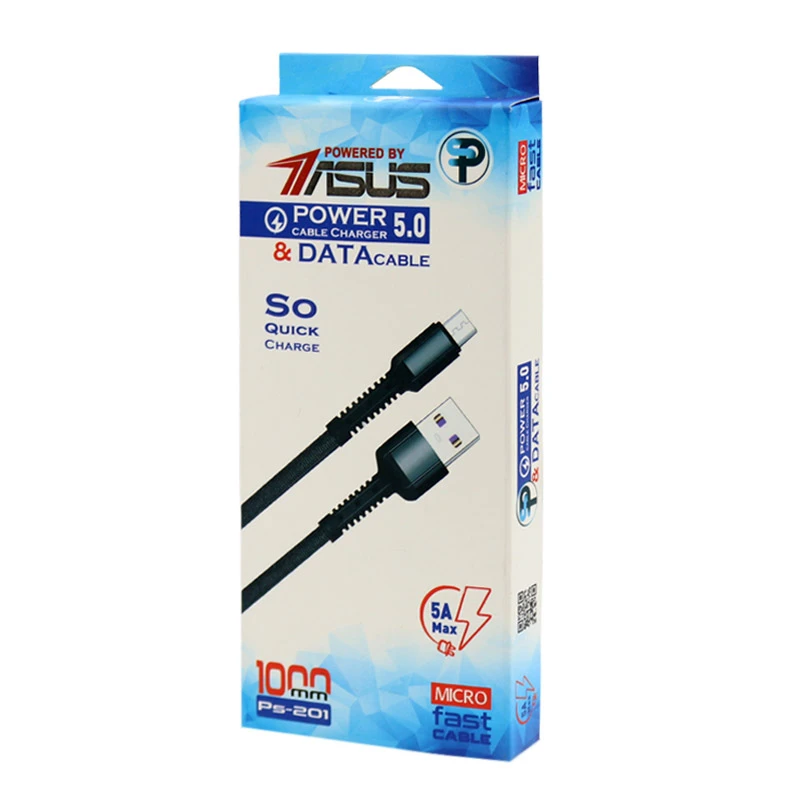 کابل میکرو یو اس بی فست شارژ 5 آمپر ایسوس PS-201 طول 1 متر