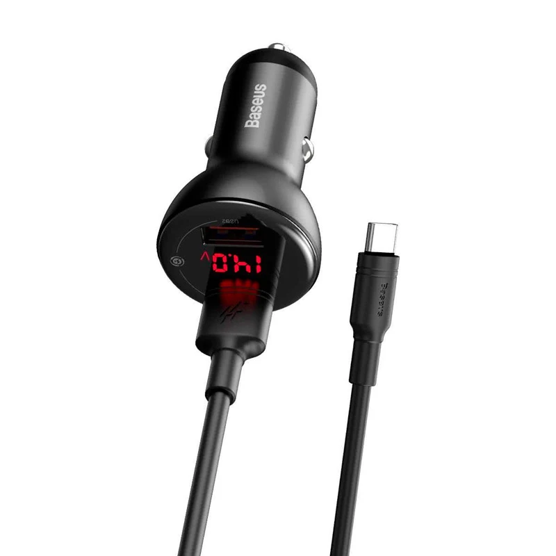 شارژر فندکی فست شارژ Baseus TZCCBX-B0G 5A 45W + کابل Type-C