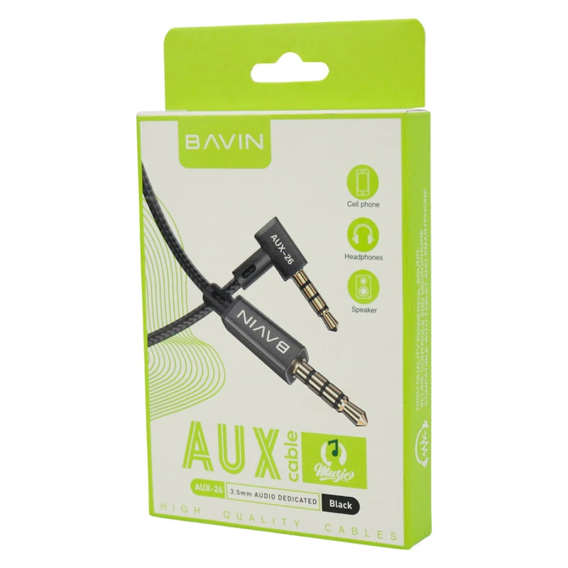 کابل AUX باوین AUX-26 یکسر L طول 1.2 متر